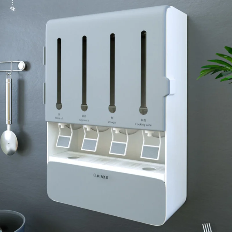 

Kitchen seasoning box rack Wall-mounted seasoning rack Soy sauce vinegar combination