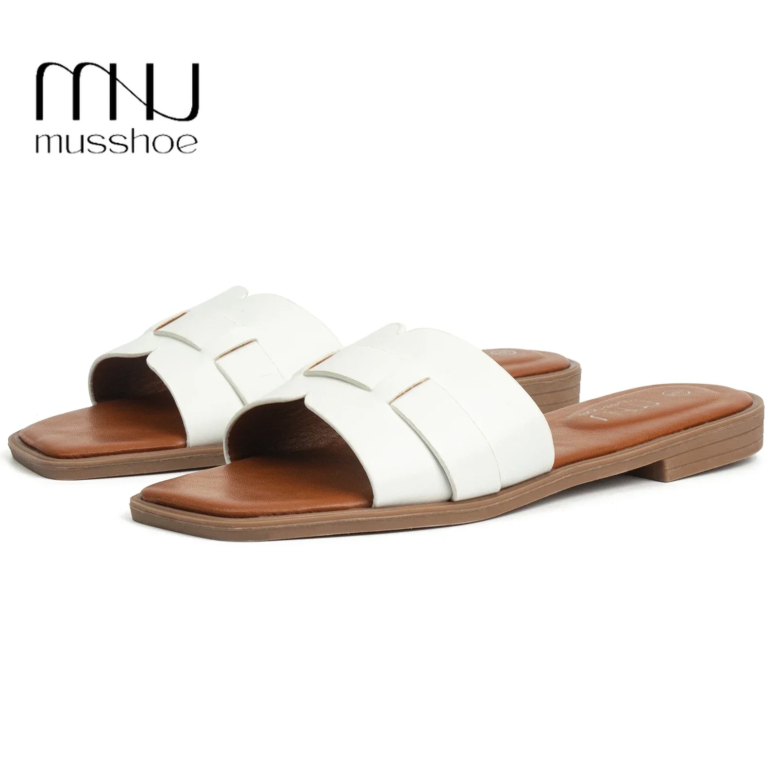 MUSSHOE 2024 New Slippers for Women Outer Wear Summer Solid Color Casual Flat-bottom Lazy Sandals Flip Flop Shoes Transparen