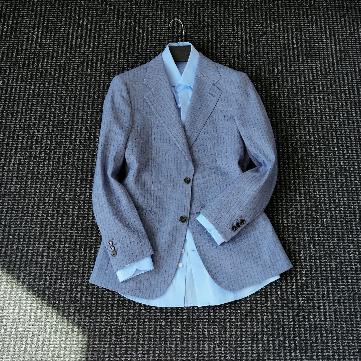 Fashion classic flat-neck striped suit men's Italian business commuter haute couture blazer