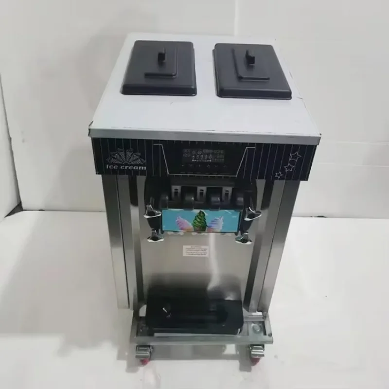 

【Заводская】Коммерческая настольная машина для мягкого мороженого из нержавеющей стали с 3 вкусами, сертифицированная CE, 1300 Вт, машина для мягкого мороженого