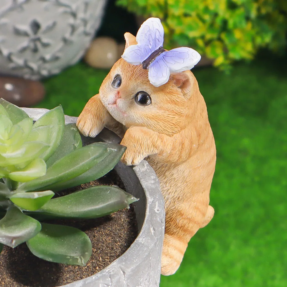 Resin Cat Figurines Miniature Decor Micro Landscape Ornaments Decor For Plant House Decor