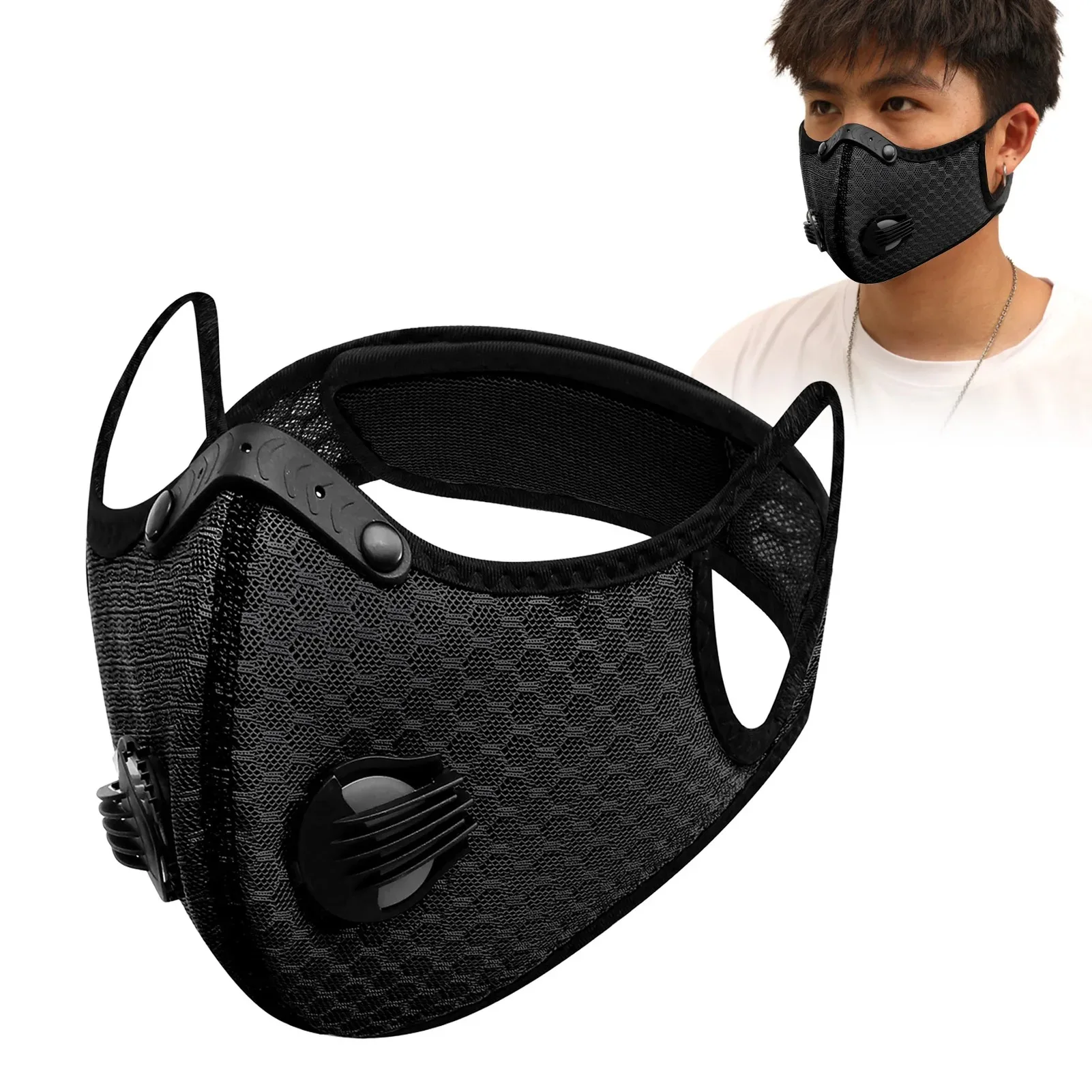 Breathing Valve Mask Antifog Dustproof Mask PM2.5 Filter Mask Activated Charcoal Mask Outdoor Sports Cycling Motorcycling Mask