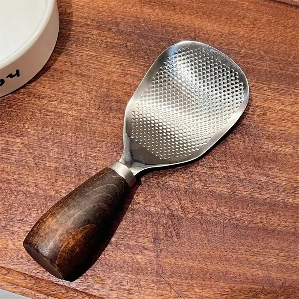 1Pcs Stainless Steel Rice Spoon Nonstick Zebrawood Wooden Handle Rice Spatula Heat Resistant Anti-scalding Rice Scooper