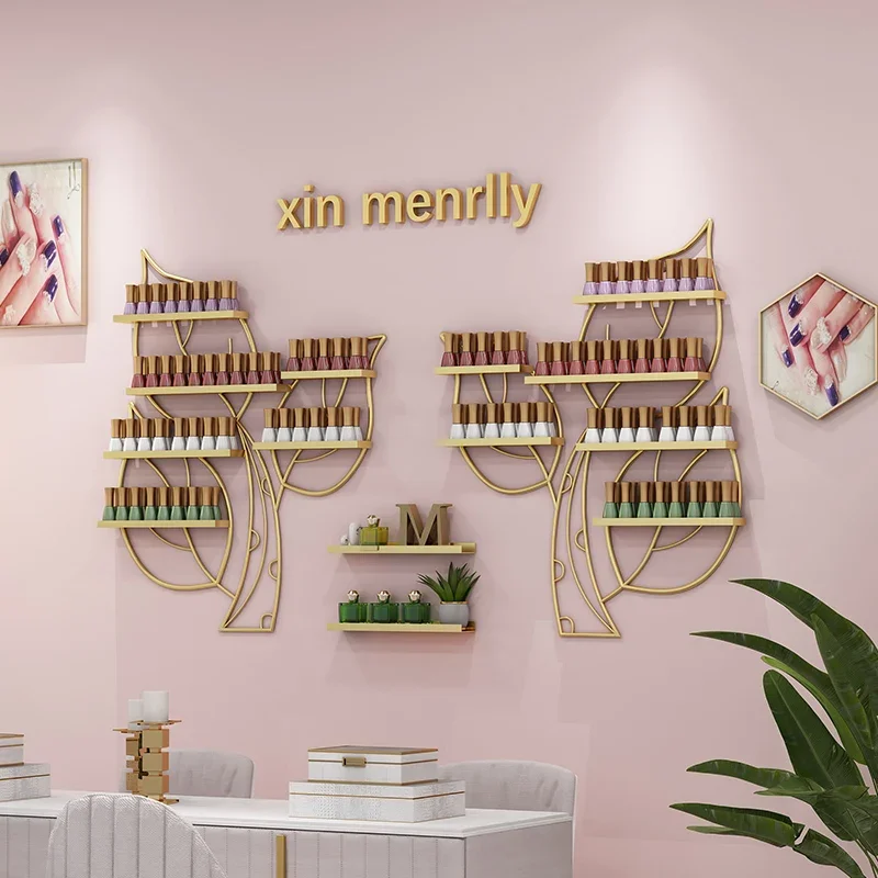 Chic Light Luxury Nail Oil Rack Multi-Layer Leaf Display Stand Iron Art Frame for Nail Polish Versatile Wall Shelf New Arrivals