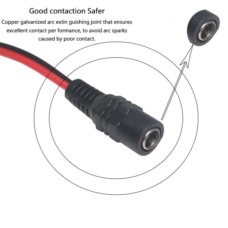 【10-5PCS】12V 5A DC Power Pigtail Barrel Plug Connector Cable,20 x 2.1mm x 5.5mm Female DC Pigtail Connectors for CCTV Home