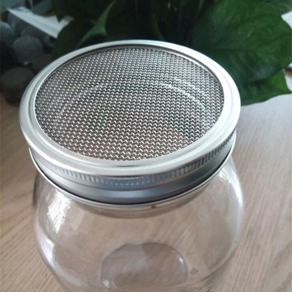 

4pcs Stainless Steel Sprouting Lids 6 Mesh Screen Removable Easy Clean For Mason Jars Spice Sugar Flour Sifter Strainer 70Mm