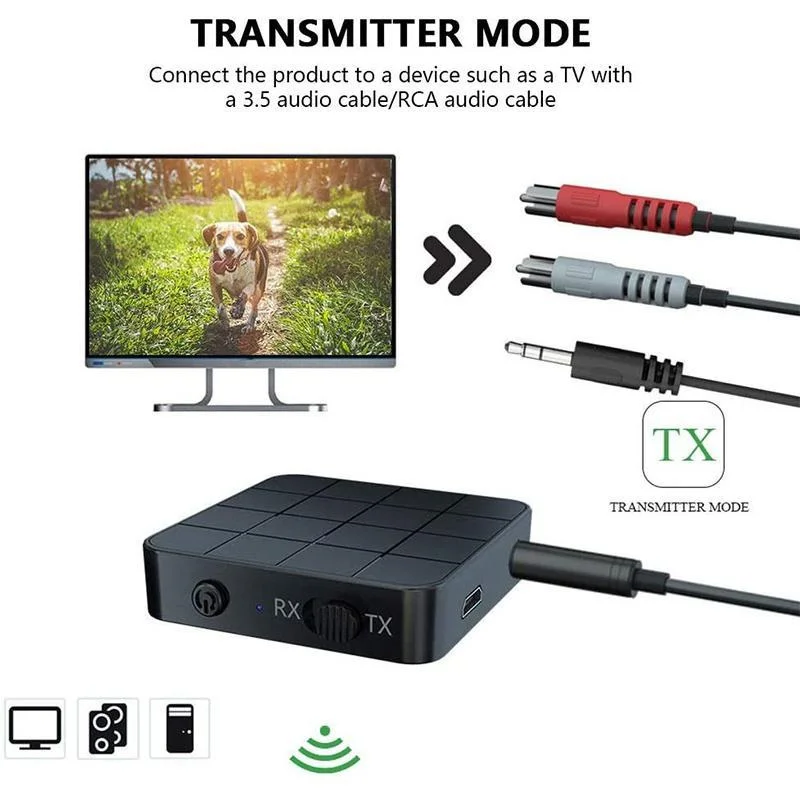 Adattatore per Auto 2 In 1 trasmettitore ricevitore Audio Bluetooth 5.0 AUX RCA Jack da 3.5MM musica Stereo Dongle USB Wireless per TV PC