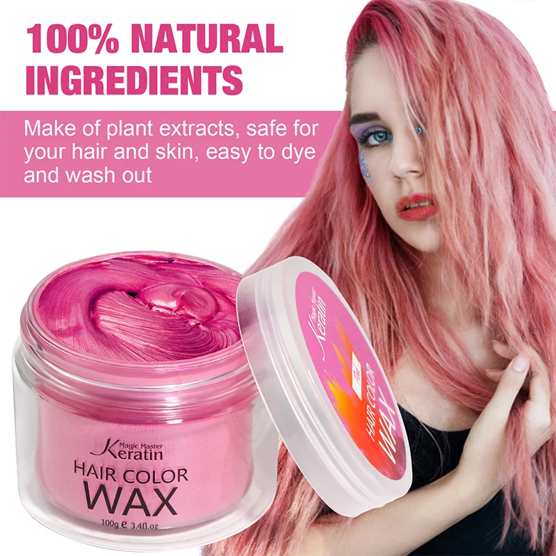 MMK Pink Hair Color Wax Temporary Hair Dye Wax Mud Hairstyle Cream Washable Instant Coloring Clay for Party, Festival&Cosplay