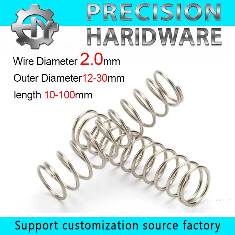 

5PCS 2.0mm 304SUS Durable Customizable Compression Springs - Strong Anti-Corrosion for Endoscope Valves & Dairy Equipment (OD 1