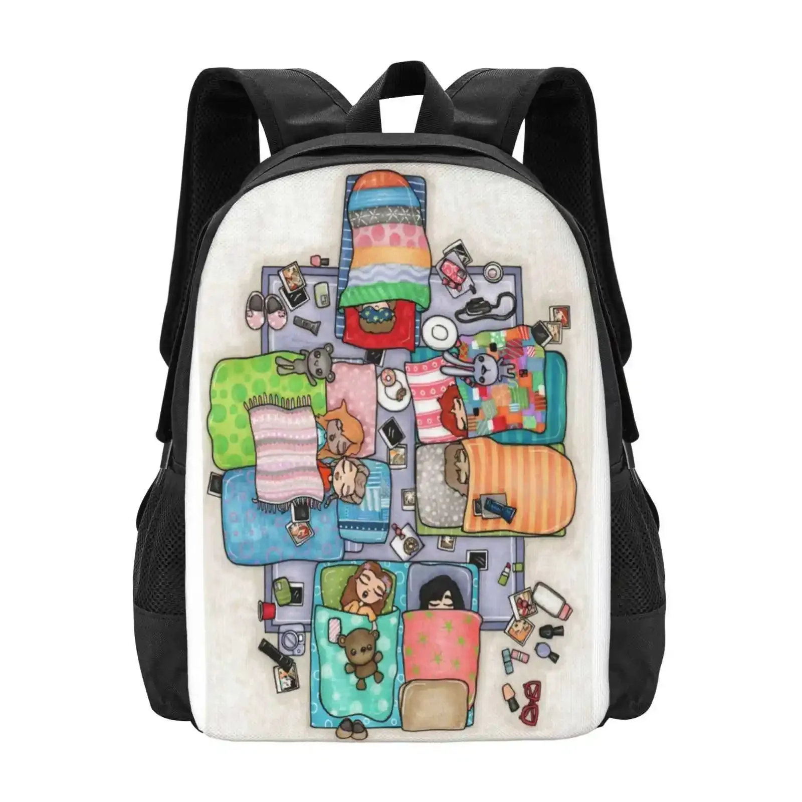 

Slumber Party School Bags For Teenage Girls Laptop Travel Bags Sleepover Friends Girls Teddy Cute Camera Glasses Torch