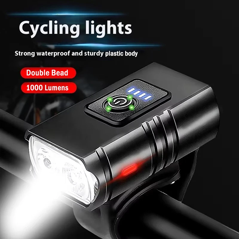 Bicycle Headlight USB Charging Mountain Road Bike Night Riding Strong Light Warning Light Flashlight Universal Bicycle Equipment