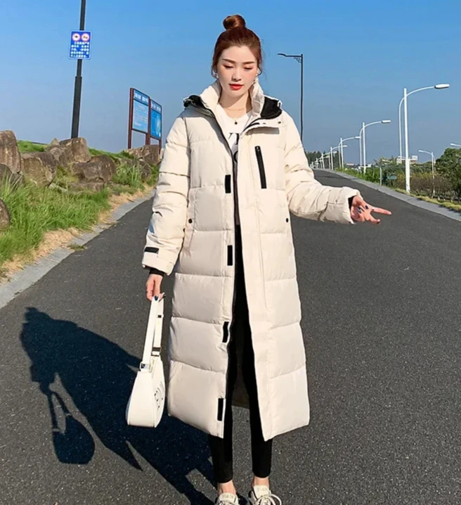 Zimowa nowa luźna brytyjska kurtka z podszewką z bawełny, damska oraz długa koreańska, gruba kurtka z podszewką z bawełny