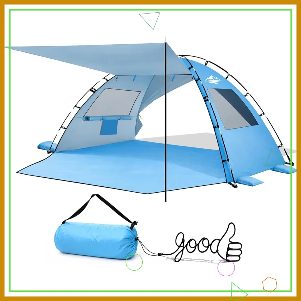 

Beach Tent Sun Shelter for 2-4 Person, UPF 50+ UV Protection, Easy Setup Lightweight Portable Cabana