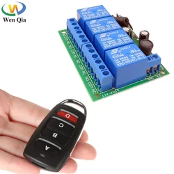 433Mhz Universal Wireless RF Remote Control Switch DC12V 24V 4Channel Relay Receiver and Transmitter for Garage Gate Motor Led