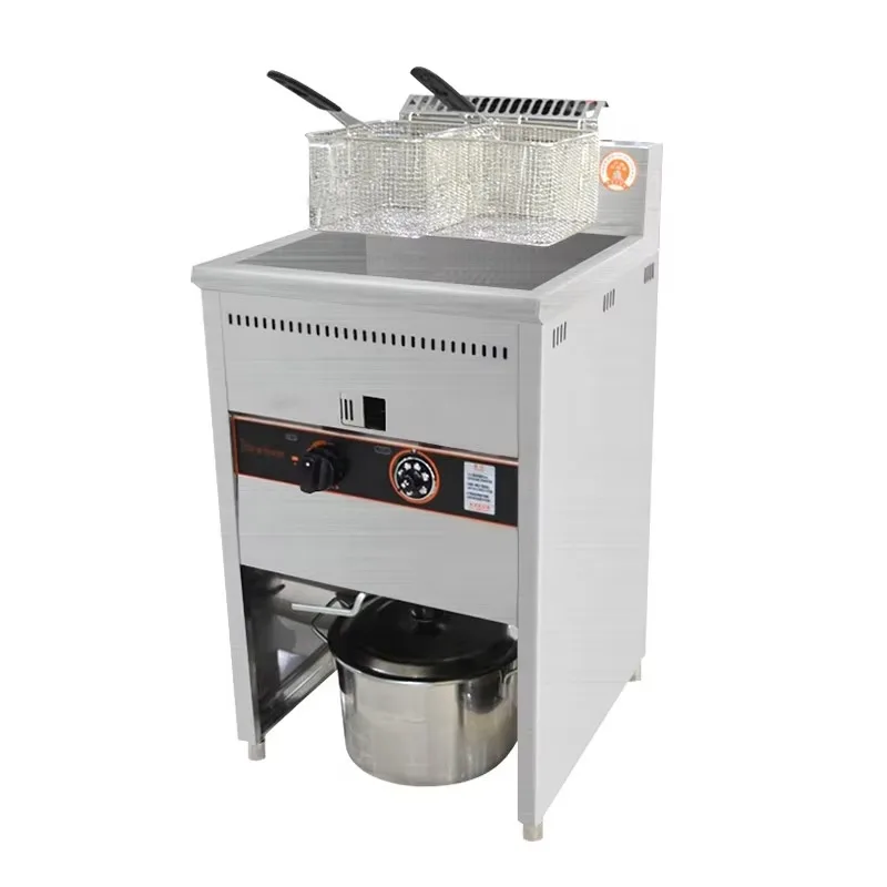 Freidora Doble Electrónica a Gas para Papas y Pollo, Freidora Industrial a Presión, Freidora Profunda a Gas