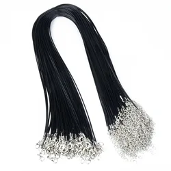 50Pcs/Lot 1.5-2CM Leather Cord Wax Rope Chain Necklace Pendant For DIY Handmade Lobster Clasp String Cord Jewelry Accessories