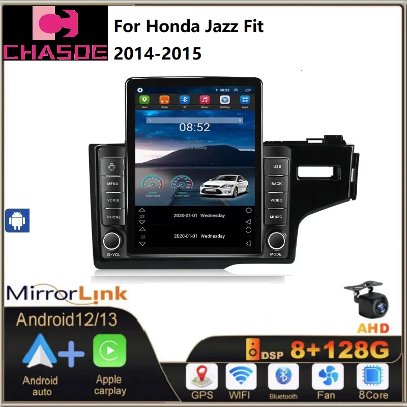 8+128GB IPS+2.5D+DSP car stereo For Honda Jazz Fit 2014-2015 BT Stereo AM FM android car multimedia gps navigator