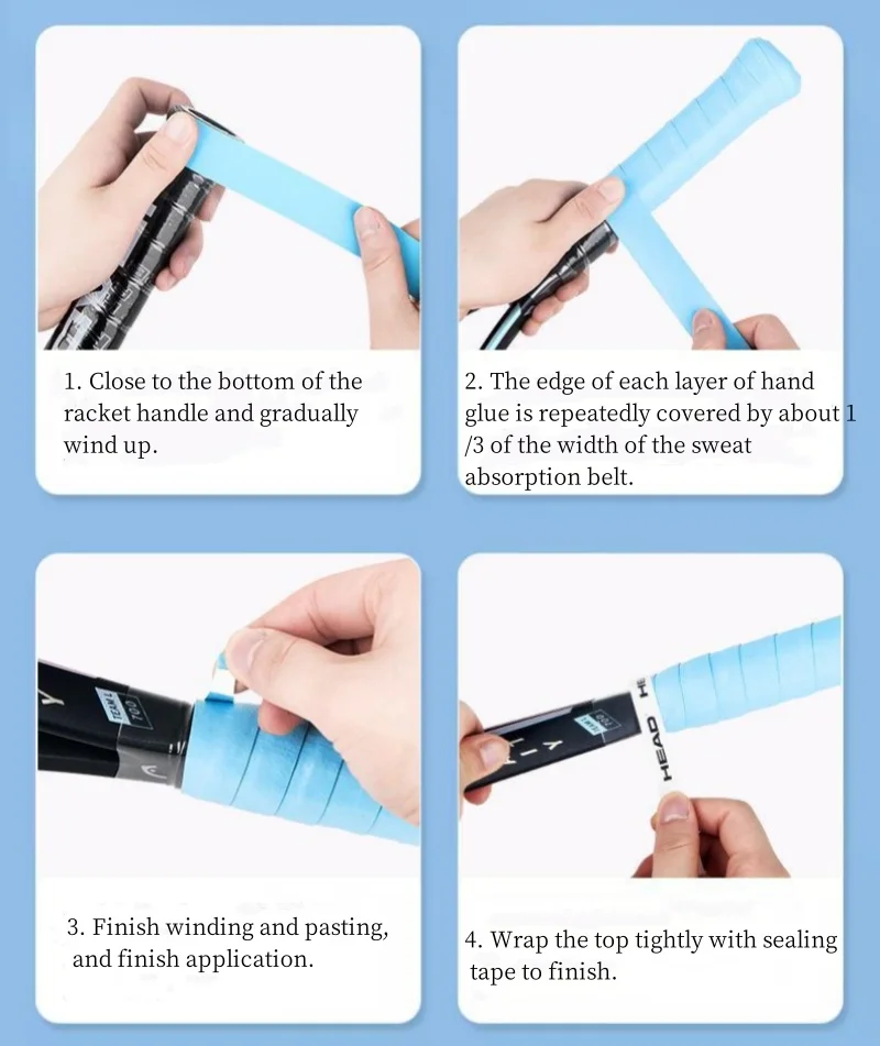 12PCS Sticky Tennis Overgrip Sweat Band Absorption PU Non-slip Tennis Padle Racket Grip Hand Glue Tennis Badminton Racket Grip