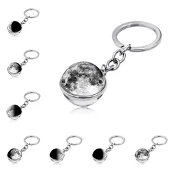 Fashion Trend Key Chain Moon Moon Glass Pendant Double-sided Key Chain Key Chain Pendant