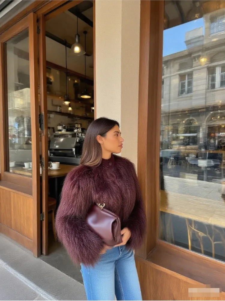

Winter Clothes Woman Fashionable Stylish Artificial Faux Fur Coat Temperament Commuting Simple Style All-match Solid Color Loose