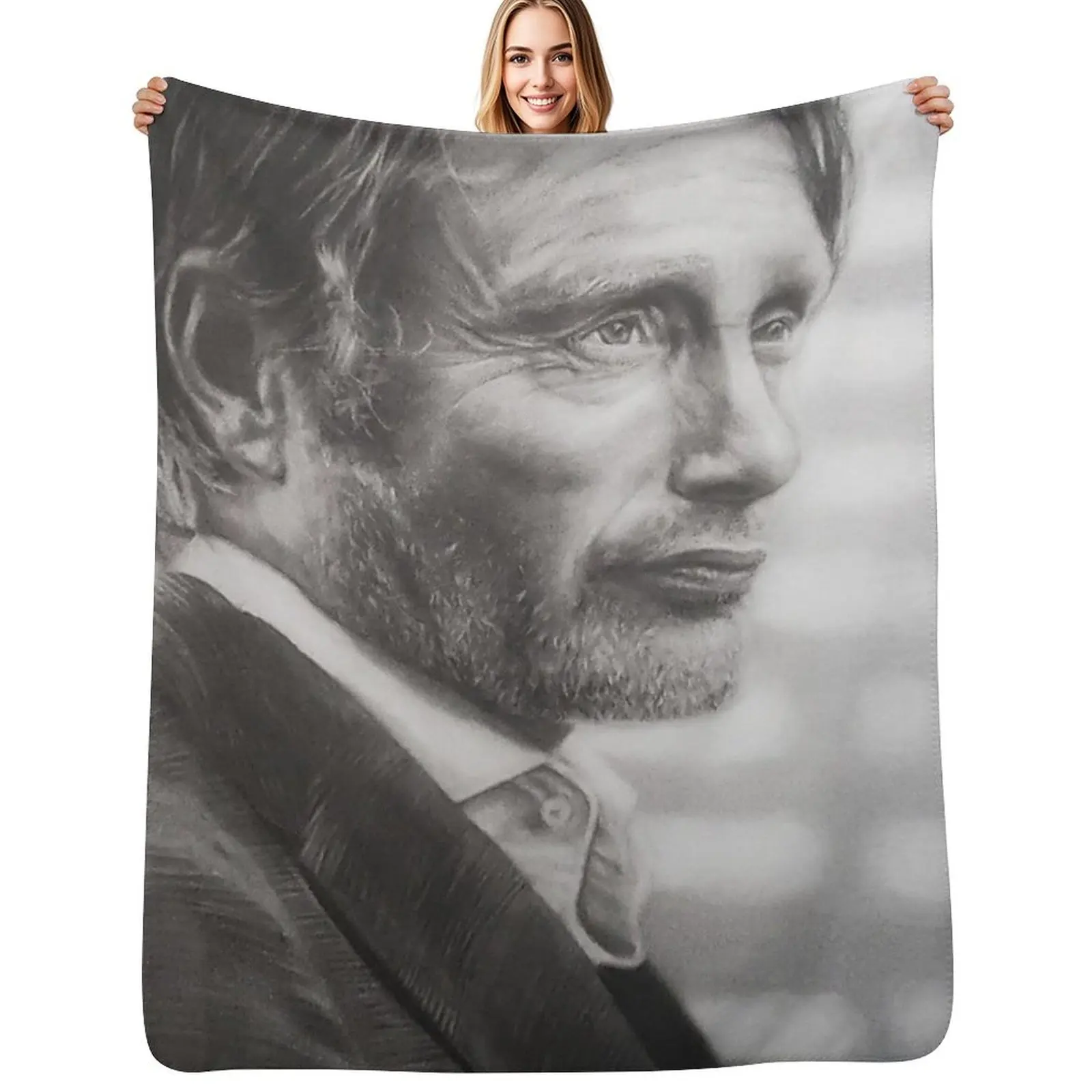 Mads Mikkelsen Throw Blanket Soft Warm Blanket Gift for Grandparents