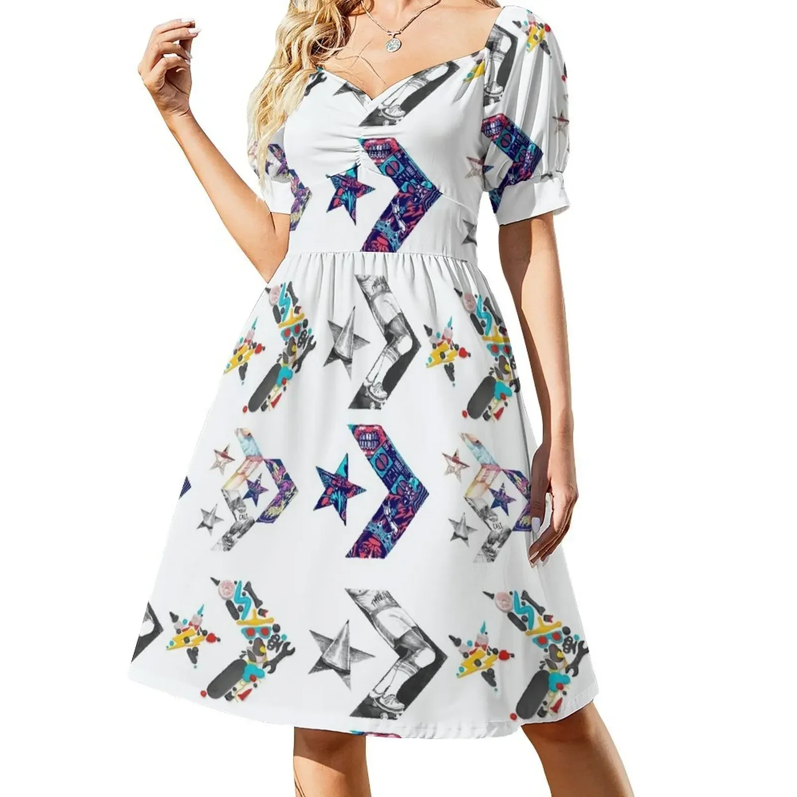 

Con-verse Short-Sleeved Dress evening dress women Women's dresses luxury evening dress woman for wedding