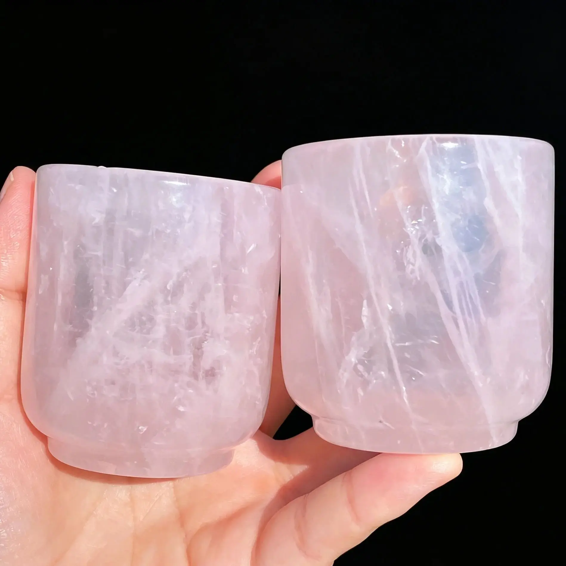Natural Rose Quartz Cup Carving, Hand Polished Crystal Cup, Healing Mineral Stone Home Decor Art Craft Ornament Gift