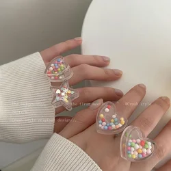 Ring Female Minority design candy color love Star acrylic cool style fashion ring