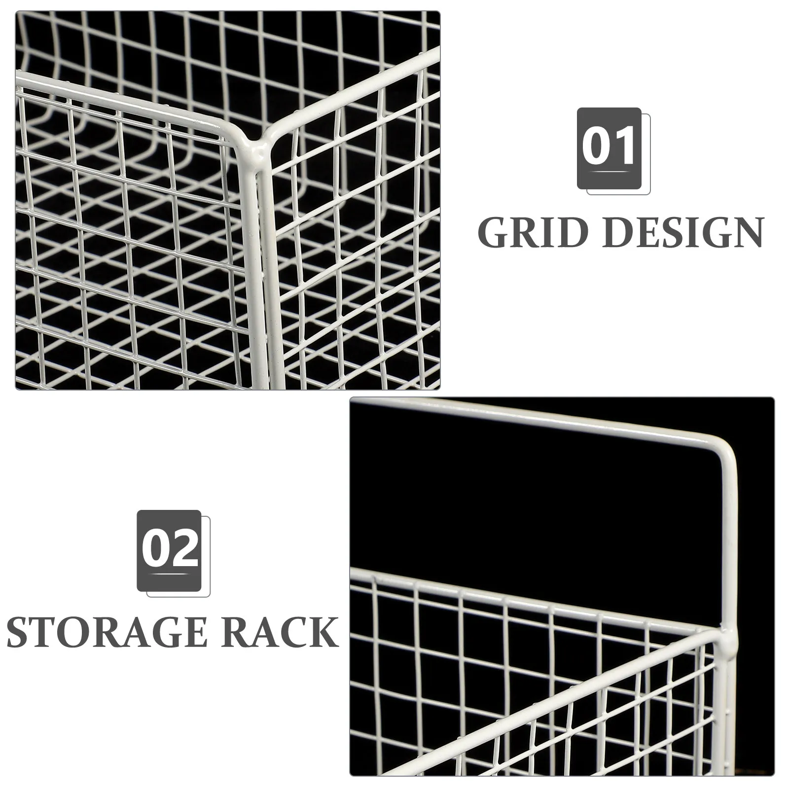 

Wall Mount Grid Storage Rack White Iron Kitchen Organizer Self-Adhesive Bathroom Shelf No Punch Hanging Rack For Home