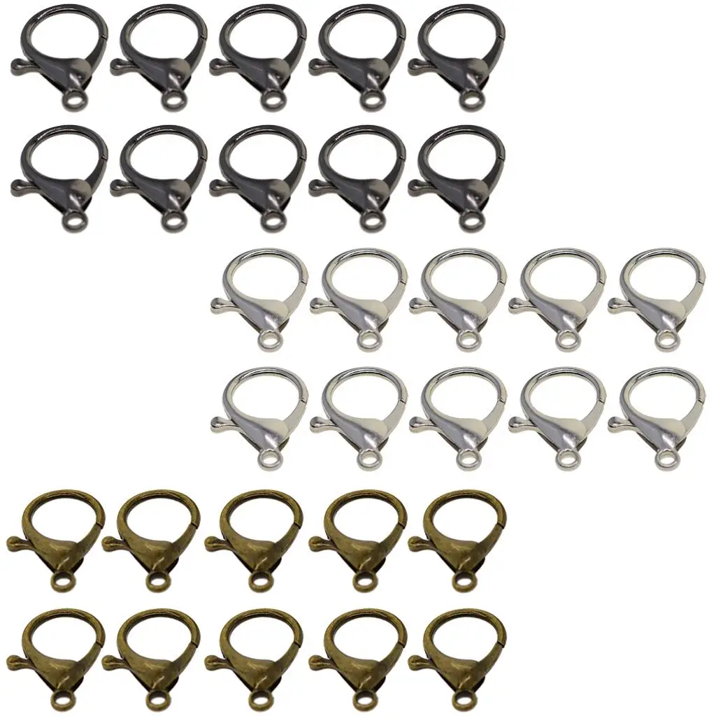 2-6pack 30 Sets Large Curved Lobster Clasps Jewelry Findings DIY Key Rings