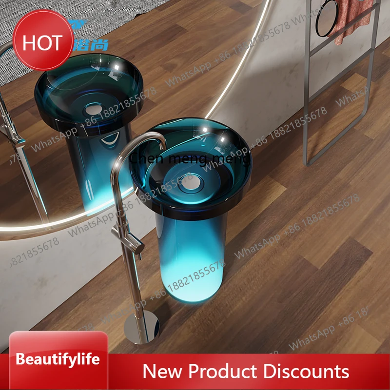 

zq10 Transparent art basin, bathroom, color custom floor-to-ceiling integrated creative cleansing column basin