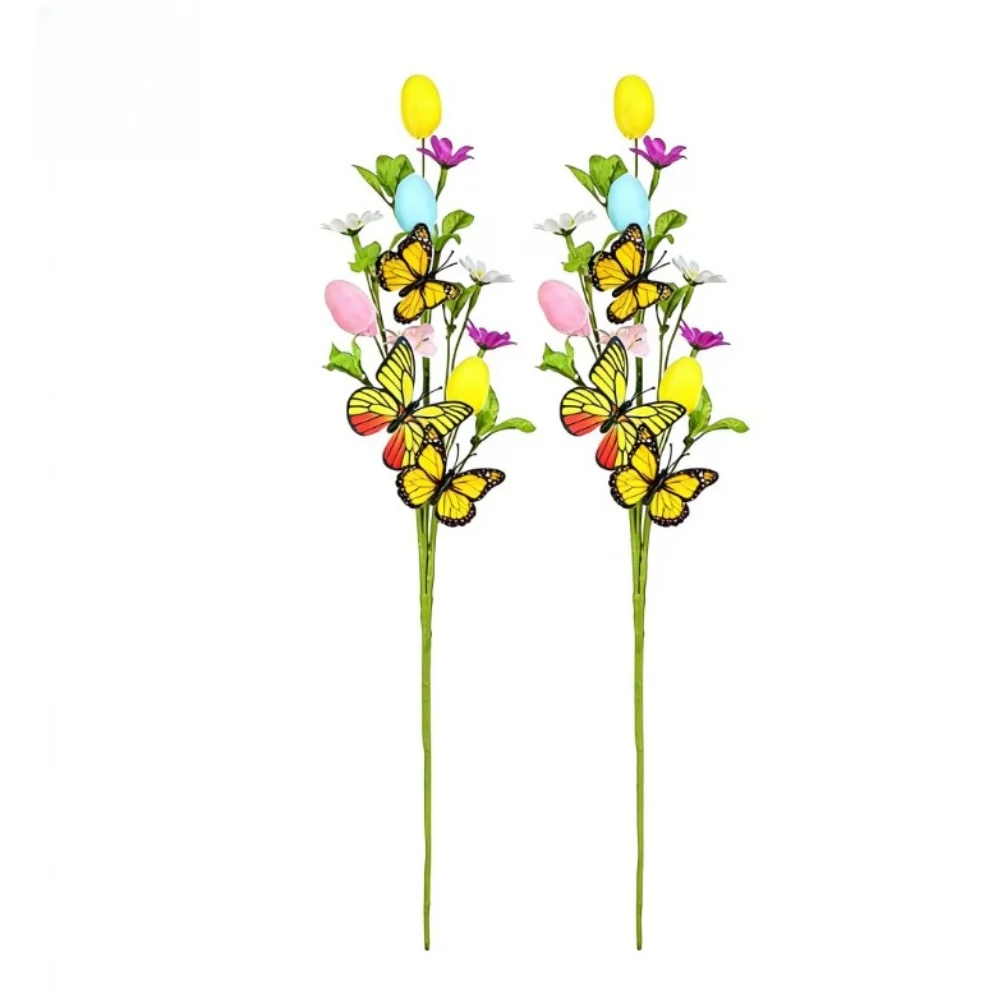 

Easter Table Decor 10*5*50cm DIY Bouquet Stem Easter Egg Butterfly Decoration Artificial Plant Plastic Iron Wire Frame