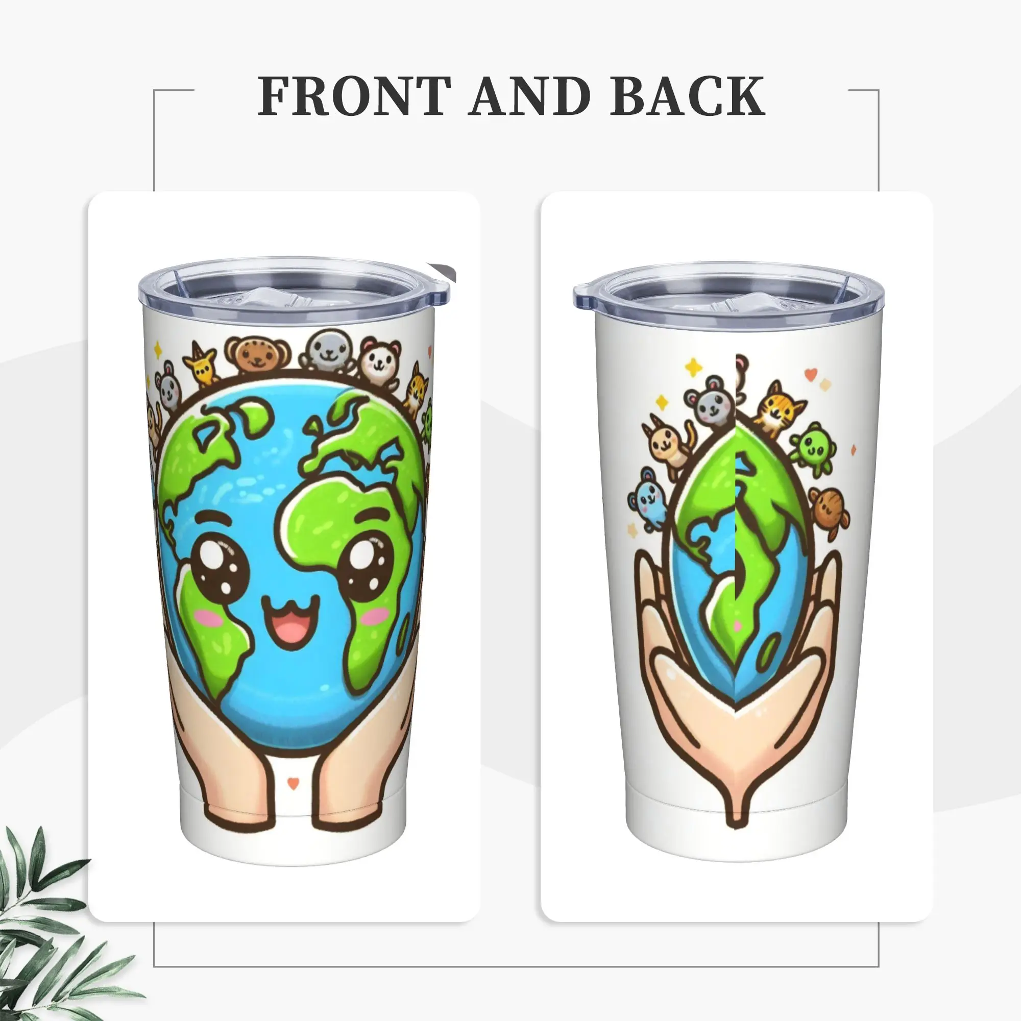 Earth Day Floral Cute Peaceful Planet 2026 Tumbler Vacuum Insulated  Thermal Cup with Lid Straw Travel Mugs Hot Cold Drink, 20oz