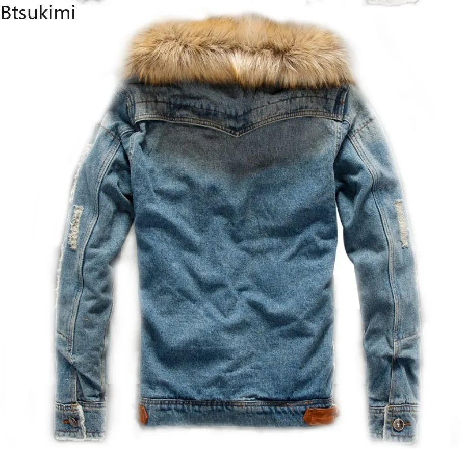 Autumn Winter Thicken Warm Outwear Men's Vintage Casual Denim Jackets Fleece Lining Men Jackets Couple Jean Coats Plus Size 6XL