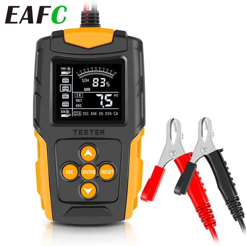 EAFC Car Battery Tester Analyzer 12V 24V VRLA GEL AGM Automotive Quick Load Plug Cranking Test Diagnostic Tools For Motorcycle