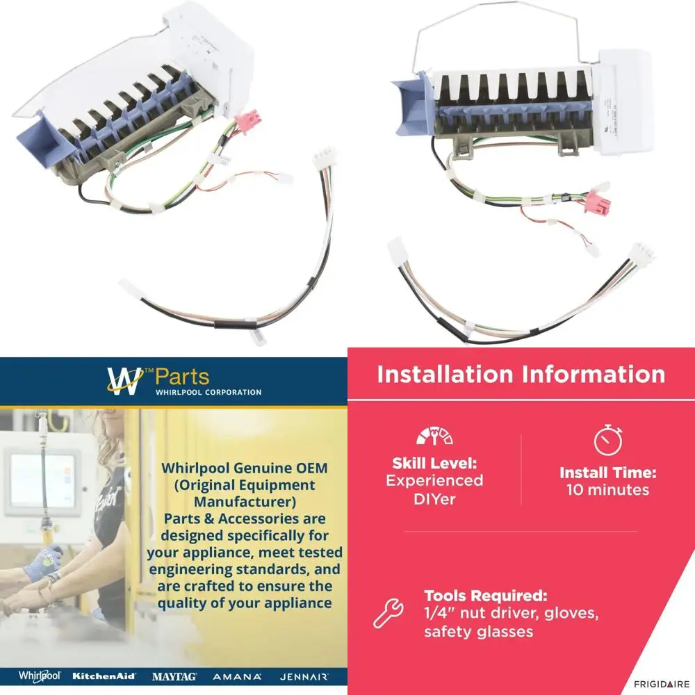 

Refrigerator Ice Maker Assembly - OEM Replacement, Multicolor, Compatible with Whirlpool Models