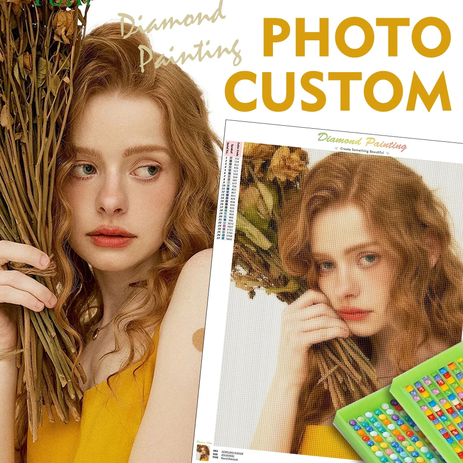

GATYZTORY Photo Custom Diamond Painting Complete Kit Accessories Crystal 5D Diamond Pictures Diamond Art Kit Needle Arts Craft