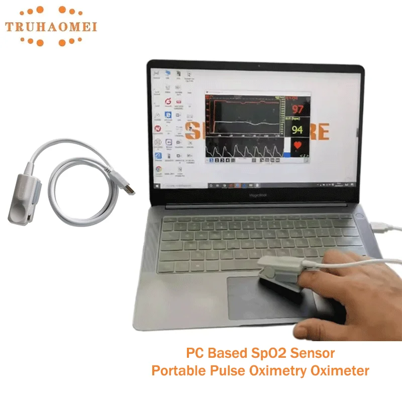 

PC Based SpO2 Sensor Portable Pulse Oximetry Oximeter Adult Clip Children Neonate Veterinary Animal Types Pulse Rate SPO2 Probe
