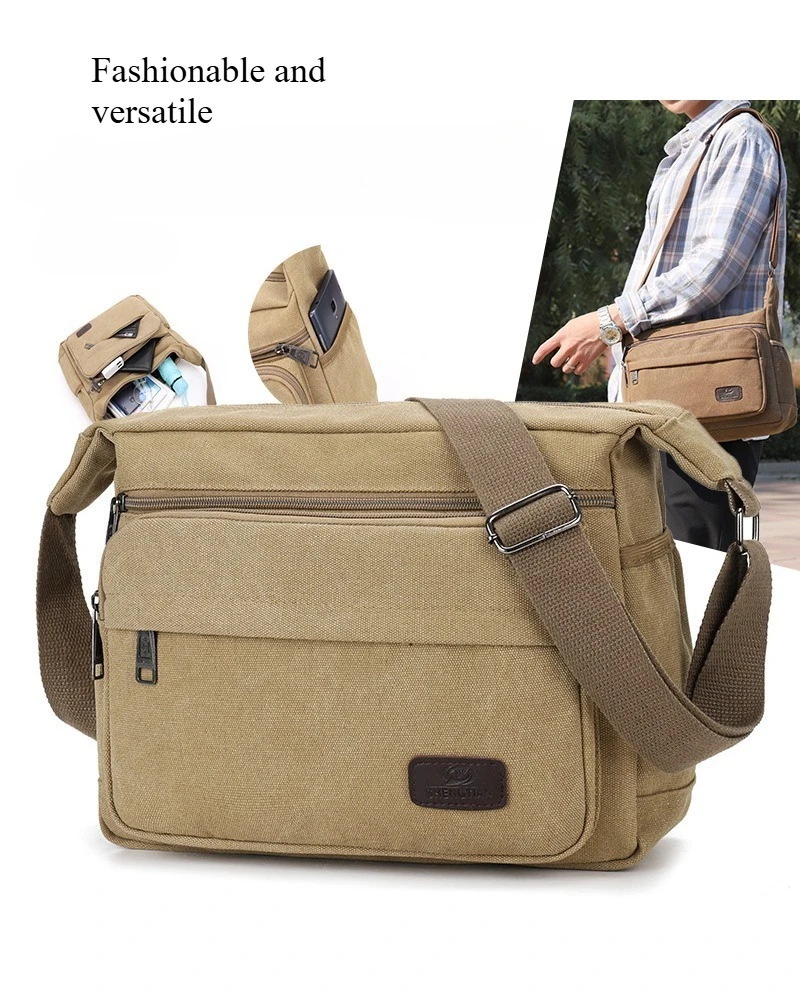 

Холщовая сумка через плечо большой вместимости, мужская водонепроницаемая износостойкая уличная сумка через плечо, повседневная уличная сумка в стиле ретро