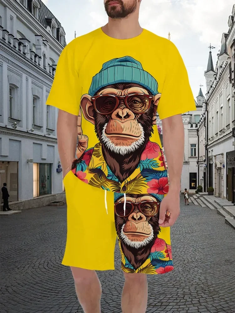 

Funny Monkey Graphic 3D Print Men's T-Shirts Short Sleeve Sets O-Neck Oversized Streetwear Harajuku Tops Unisex Clothin