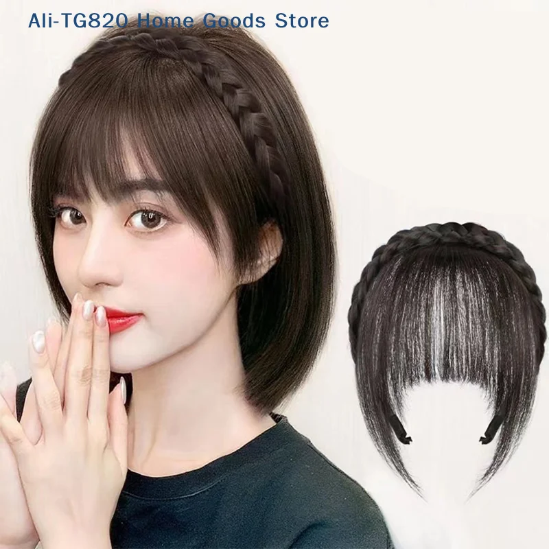

[TG820]Wig Headband Air Bangs Natural Invisible Straight Bangs Seamless Natural Forehead Fake Bangs Hairstyle Tools