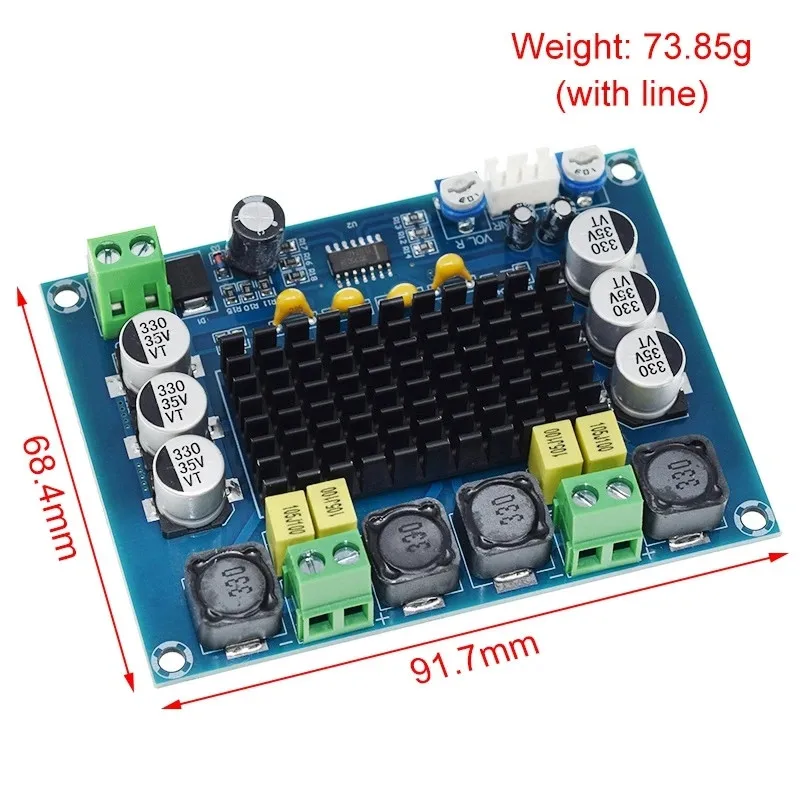 TPA3116 D2 DC 12V 24V 120W*2 디지털 오디오 고출력 앰프 보드 듀얼 채널 스테레오 고출력 서브우퍼 보드 키트 XH-M543