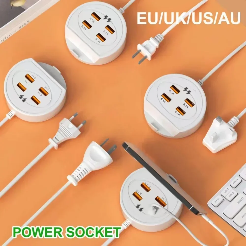 

Multifunction USB Power Strip 4 Ports Type C Quick Charging Socket Desktop Home Electronics For Iphone Xiaomi 15 EU/US/UK Plug