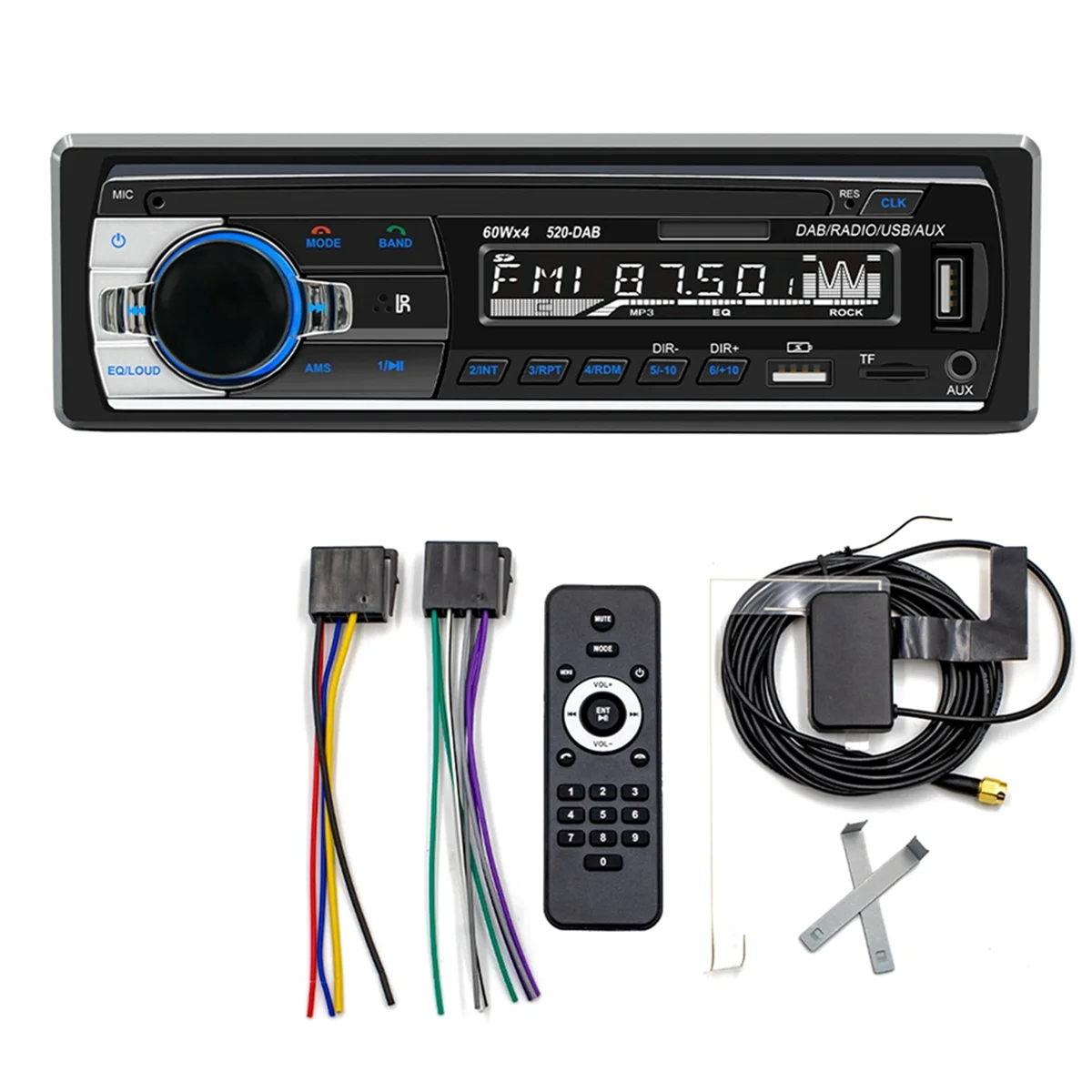 Radio DAB+ Lettore multimediale MP3 per auto JSD-520 Ricevitore audio stereo AM FM 12V In-Dash 1Din Bluetooth—L49A