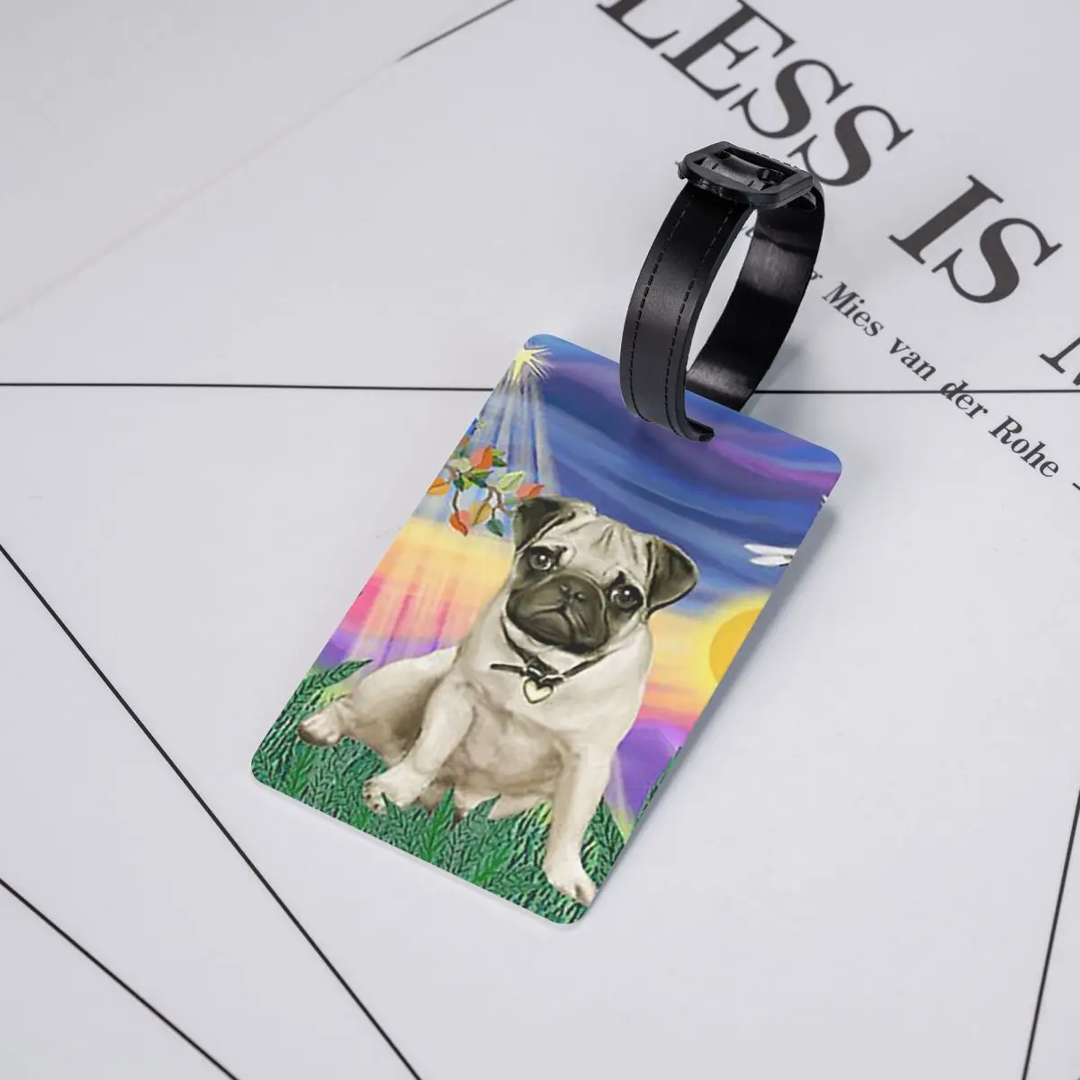 

Бирки для багажа «Сумерки с мопсом», аксессуары для чемоданов, бирка для ручной клади, держатель для этикеток, идентификатор, имя, адрес