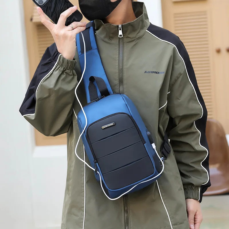 Chest Bag Men's Crossbody Handbag One Shoulder Backpack Multifunctional Large Capacity Charging Diagonal Small Shoulder Bag