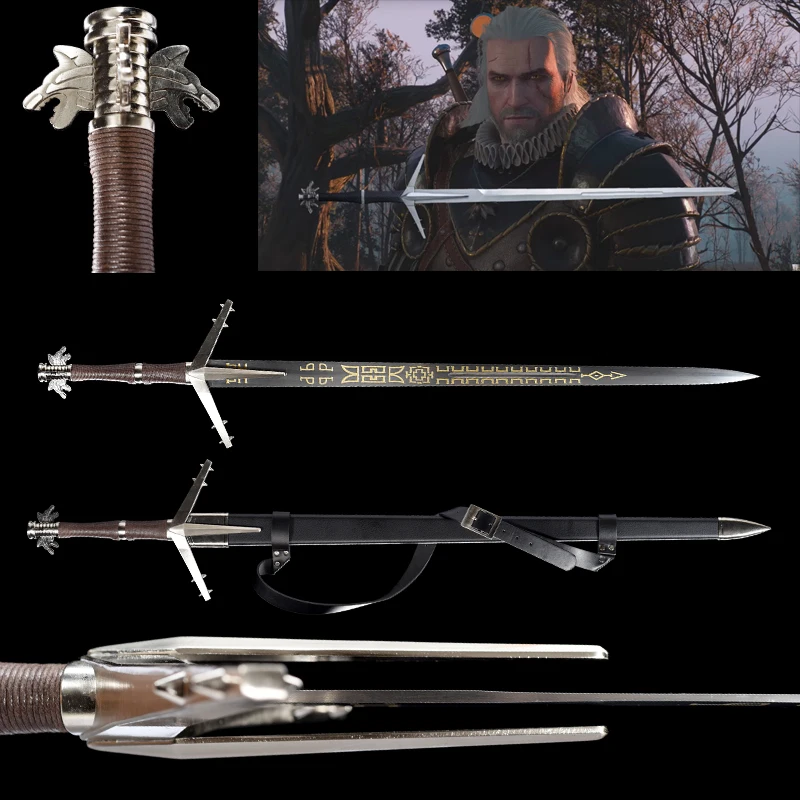 Cosplay Props -Aerondight Unique Silver Sword Witcher Geralt Sword,Lady of the Lake Sword,Steel Blade,Deocration