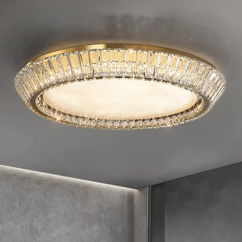 

Modern Crystal Ceiling Lamp Living Room Dining Room Bedroom Interior Decoration Round Ceiling Lamp Shiny Room Led Light