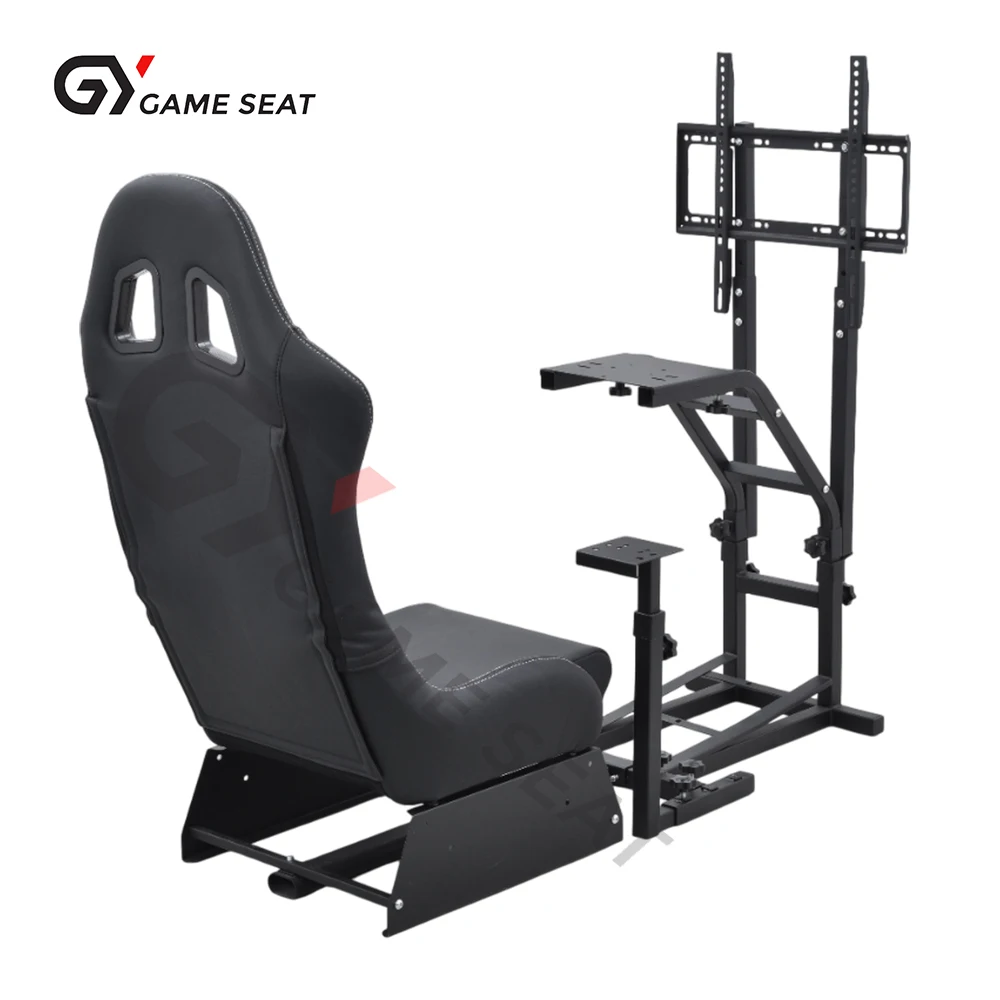 GY032-2 Wholesale Folding Sim Play Seat Car Racing Simulator Bracket Game Seat Steering Wheel Stand Folding E-Sports Set