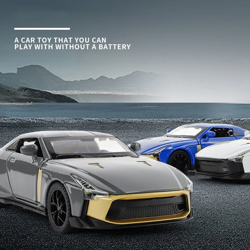 1:32 Niaasn GTR 50 Alloy Sports Car Diecast Metal Model Symulacja dźwięku i światła Zabawka Miniaturowy model wyświetlacza Prezent dla dzieci